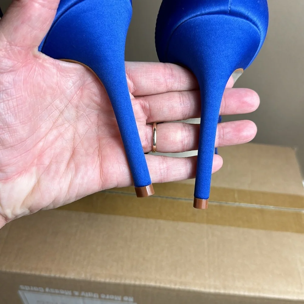 NWOT • Steve Madden • Women's Trusty Heeled Sandal 💙 Blue Satin 💙 Size 8.5 - Picture 11 of 17